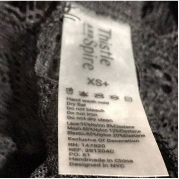 Thistle and Spire Amore Wired Bralette Sheer Lacy Scalloped Edges Black XS NWT - Picture 5 of 6